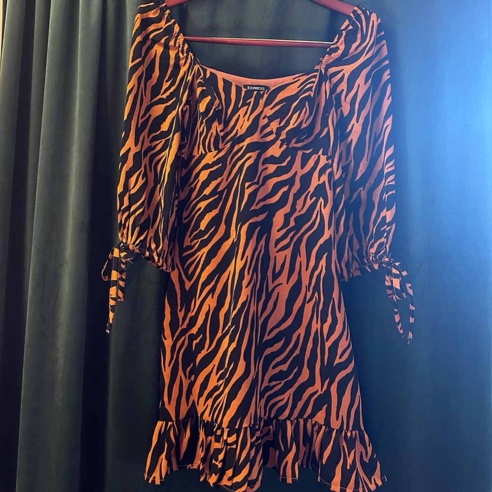 Express Zebra Corset with Flare Dress